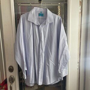 Karako Men New York Mens Button Up Dress Shirt Blue Long Sleeve 20- 36/37